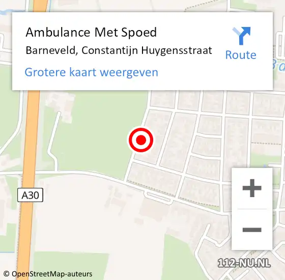 Locatie op kaart van de 112 melding: Ambulance Met Spoed Naar Barneveld, Constantijn Huygensstraat op 11 juli 2022 14:30