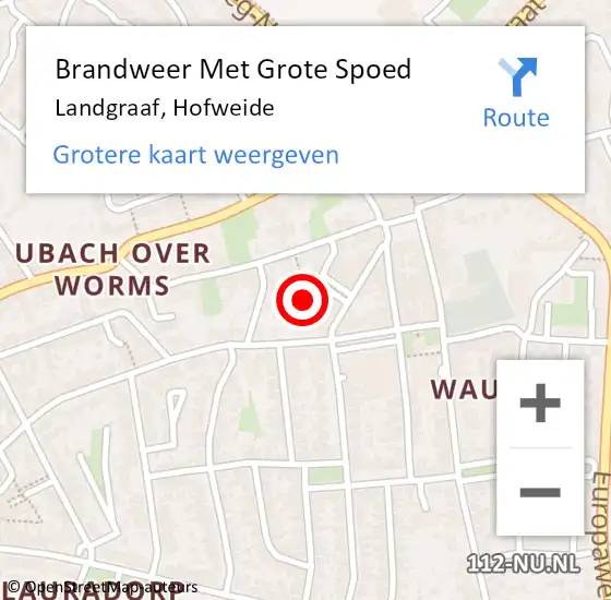 Locatie op kaart van de 112 melding: Brandweer Met Grote Spoed Naar Landgraaf, Hofweide op 11 juli 2022 14:30