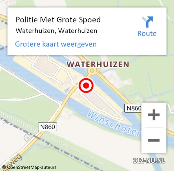 Locatie op kaart van de 112 melding: Politie Met Grote Spoed Naar Waterhuizen, Waterhuizen op 11 juli 2022 14:39