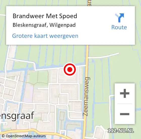 Locatie op kaart van de 112 melding: Brandweer Met Spoed Naar Bleskensgraaf, Wilgenpad op 11 juli 2022 15:16