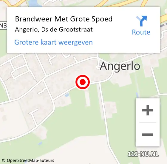 Locatie op kaart van de 112 melding: Brandweer Met Grote Spoed Naar Angerlo, Ds de Grootstraat op 11 juli 2022 15:22