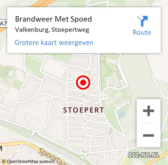 Locatie op kaart van de 112 melding: Brandweer Met Spoed Naar Valkenburg, Stoepertweg op 11 juli 2022 15:23