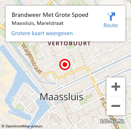 Locatie op kaart van de 112 melding: Brandweer Met Grote Spoed Naar Maassluis, Marelstraat op 11 juli 2022 15:33