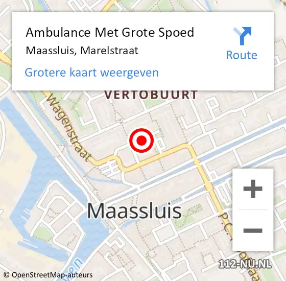 Locatie op kaart van de 112 melding: Ambulance Met Grote Spoed Naar Maassluis, Marelstraat op 11 juli 2022 15:34