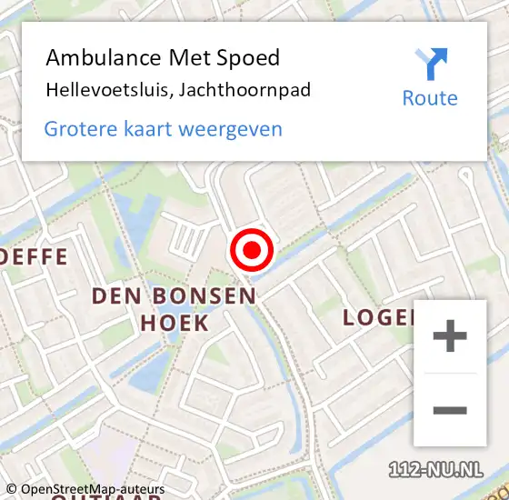 Locatie op kaart van de 112 melding: Ambulance Met Spoed Naar Hellevoetsluis, Jachthoornpad op 11 juli 2022 15:39