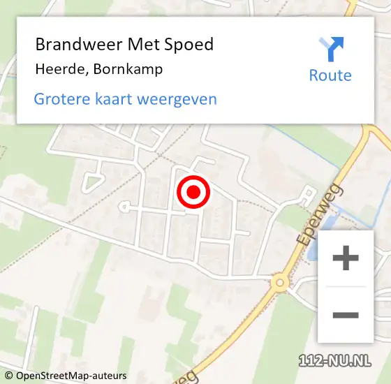 Locatie op kaart van de 112 melding: Brandweer Met Spoed Naar Heerde, Bornkamp op 11 juli 2022 15:54