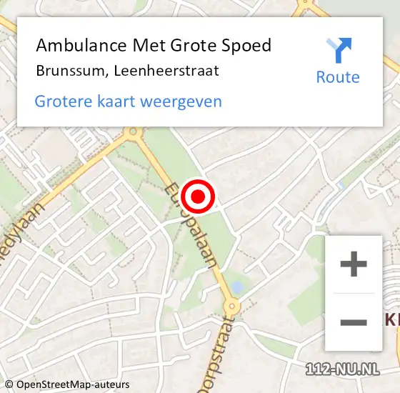 Locatie op kaart van de 112 melding: Ambulance Met Grote Spoed Naar Brunssum, Leenheerstraat op 22 juli 2014 22:12