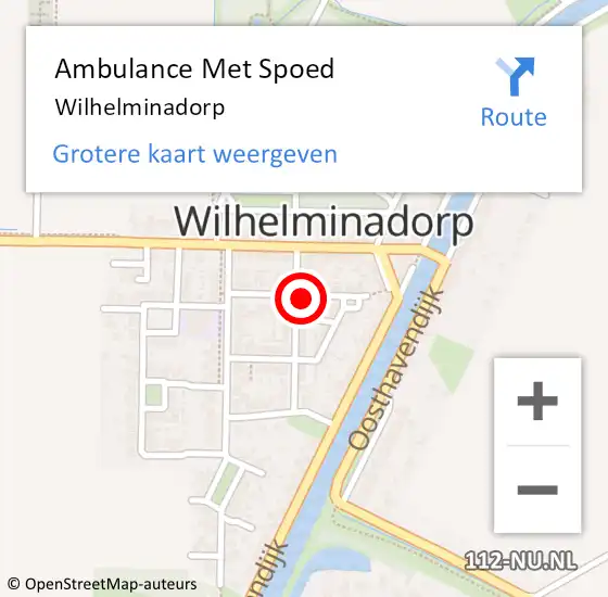 Locatie op kaart van de 112 melding: Ambulance Met Spoed Naar Wilhelminadorp op 11 juli 2022 16:25