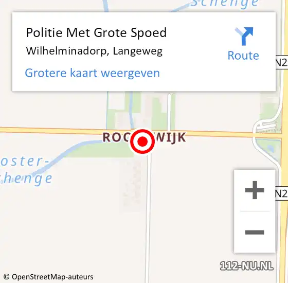 Locatie op kaart van de 112 melding: Politie Met Grote Spoed Naar Wilhelminadorp, Langeweg op 11 juli 2022 16:25