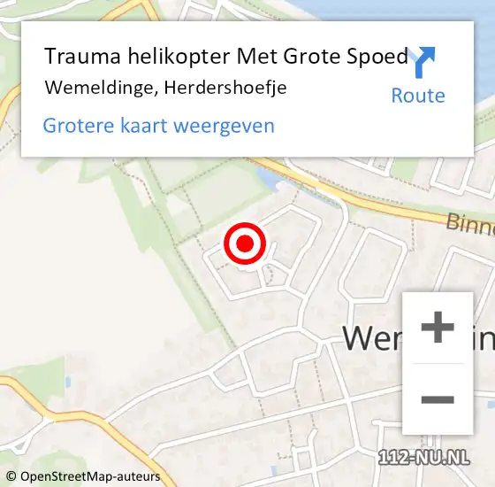 Locatie op kaart van de 112 melding: Trauma helikopter Met Grote Spoed Naar Wemeldinge, Herdershoefje op 11 juli 2022 16:34