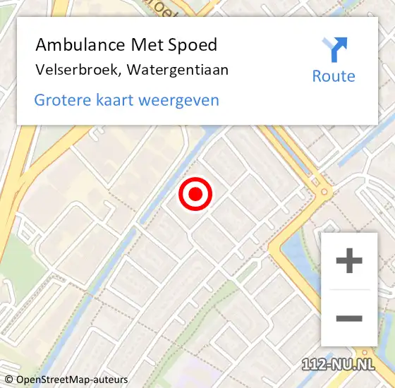 Locatie op kaart van de 112 melding: Ambulance Met Spoed Naar Velserbroek, Watergentiaan op 11 juli 2022 16:42