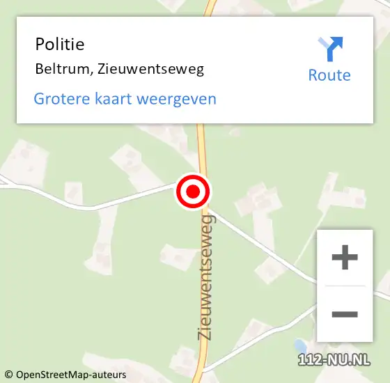 Locatie op kaart van de 112 melding: Politie Beltrum, Zieuwentseweg op 11 juli 2022 16:44