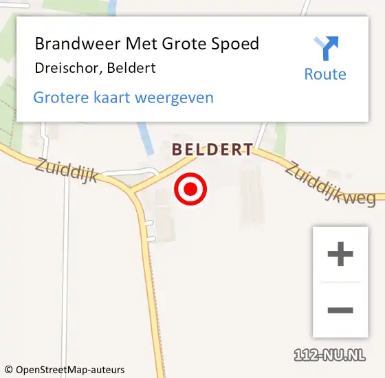 Locatie op kaart van de 112 melding: Brandweer Met Grote Spoed Naar Dreischor, Beldert op 11 juli 2022 16:49