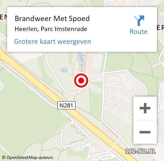 Locatie op kaart van de 112 melding: Brandweer Met Spoed Naar Heerlen, Parc Imstenrade op 11 juli 2022 16:50