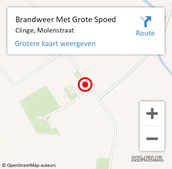 Locatie op kaart van de 112 melding: Brandweer Met Grote Spoed Naar Clinge, Molenstraat op 11 juli 2022 16:53