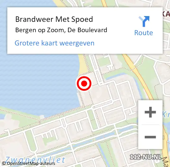 Locatie op kaart van de 112 melding: Brandweer Met Spoed Naar Bergen op Zoom, De Boulevard op 11 juli 2022 16:56