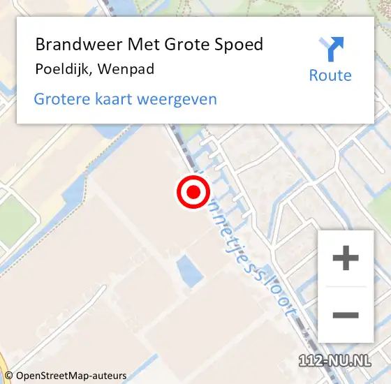 Locatie op kaart van de 112 melding: Brandweer Met Grote Spoed Naar Poeldijk, Wenpad op 11 juli 2022 17:16