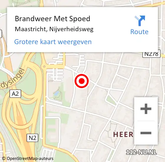Locatie op kaart van de 112 melding: Brandweer Met Spoed Naar Maastricht, Nijverheidsweg op 11 juli 2022 17:35