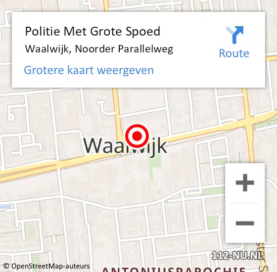 Locatie op kaart van de 112 melding: Politie Met Grote Spoed Naar Waalwijk, Noorder Parallelweg op 11 juli 2022 17:44