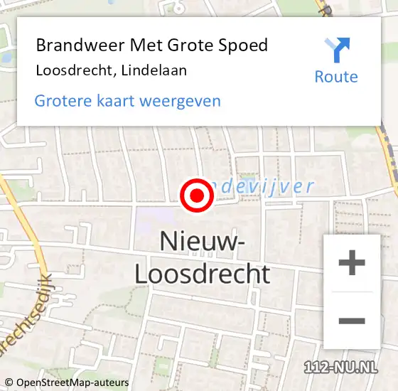 Locatie op kaart van de 112 melding: Brandweer Met Grote Spoed Naar Loosdrecht, Lindelaan op 11 juli 2022 17:50