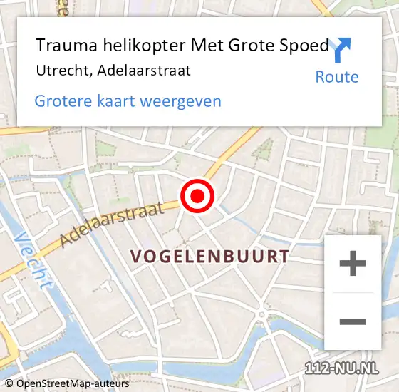 Locatie op kaart van de 112 melding: Trauma helikopter Met Grote Spoed Naar Utrecht, Adelaarstraat op 11 juli 2022 18:07