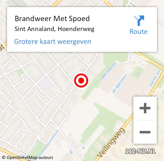 Locatie op kaart van de 112 melding: Brandweer Met Spoed Naar Sint Annaland, Hoenderweg op 11 juli 2022 18:08