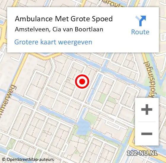 Locatie op kaart van de 112 melding: Ambulance Met Grote Spoed Naar Amstelveen, Cia van Boortlaan op 11 juli 2022 18:13