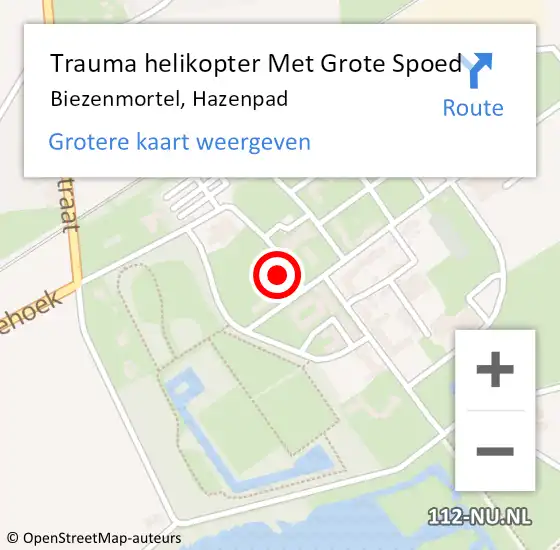 Locatie op kaart van de 112 melding: Trauma helikopter Met Grote Spoed Naar Biezenmortel, Hazenpad op 11 juli 2022 18:35