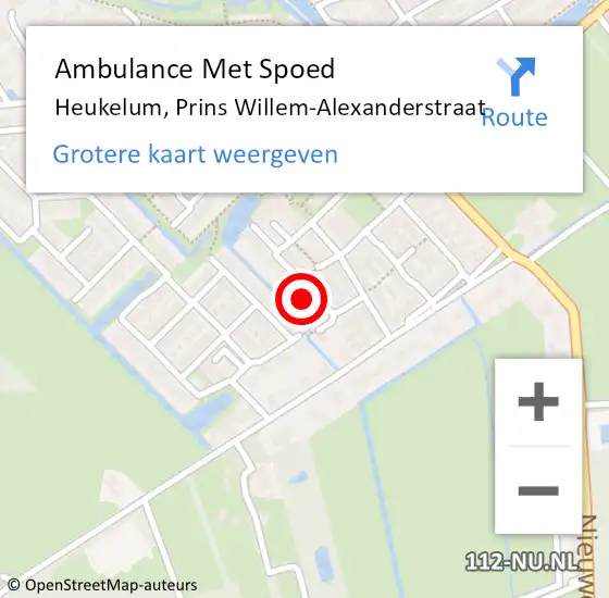 Locatie op kaart van de 112 melding: Ambulance Met Spoed Naar Heukelum, Prins Willem-Alexanderstraat op 11 juli 2022 18:44