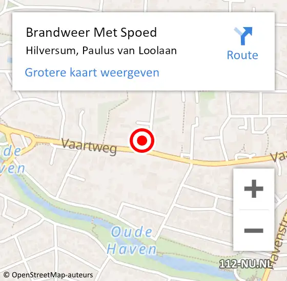 Locatie op kaart van de 112 melding: Brandweer Met Spoed Naar Hilversum, Paulus van Loolaan op 11 juli 2022 18:54