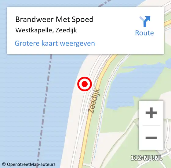 Locatie op kaart van de 112 melding: Brandweer Met Spoed Naar Westkapelle, Zeedijk op 11 juli 2022 18:56