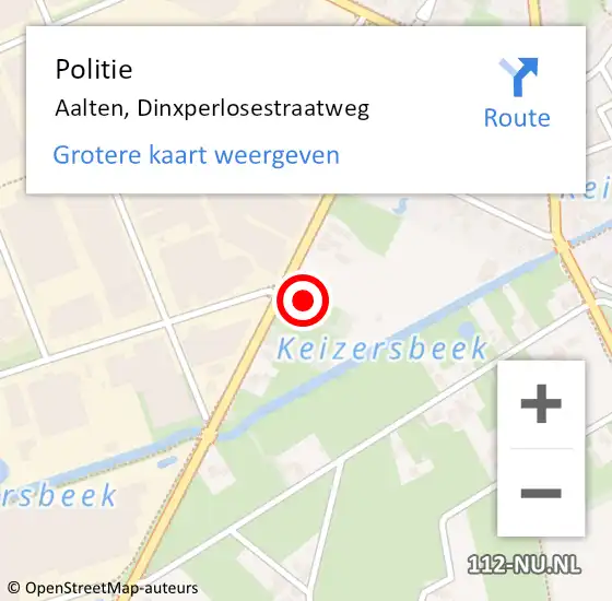 Locatie op kaart van de 112 melding: Politie Aalten, Dinxperlosestraatweg op 11 juli 2022 19:27