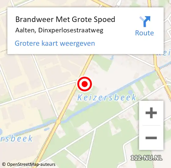 Locatie op kaart van de 112 melding: Brandweer Met Grote Spoed Naar Aalten, Dinxperlosestraatweg op 11 juli 2022 19:28