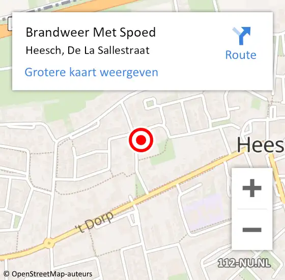 Locatie op kaart van de 112 melding: Brandweer Met Spoed Naar Heesch, De La Sallestraat op 11 juli 2022 19:33