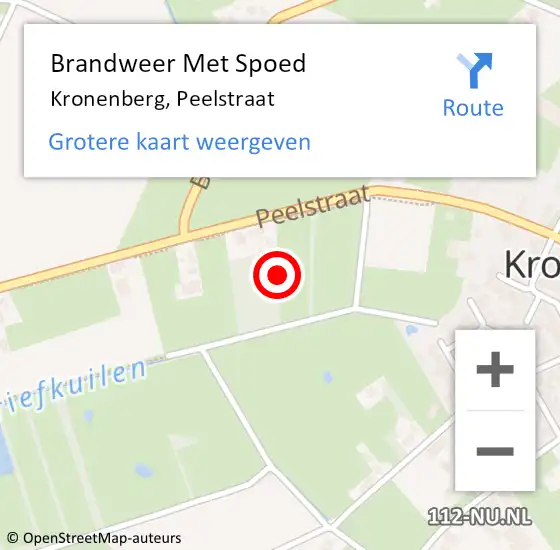 Locatie op kaart van de 112 melding: Brandweer Met Spoed Naar Kronenberg, Peelstraat op 11 juli 2022 19:41