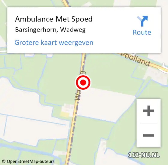 Locatie op kaart van de 112 melding: Ambulance Met Spoed Naar Barsingerhorn, Wadweg op 11 juli 2022 19:42