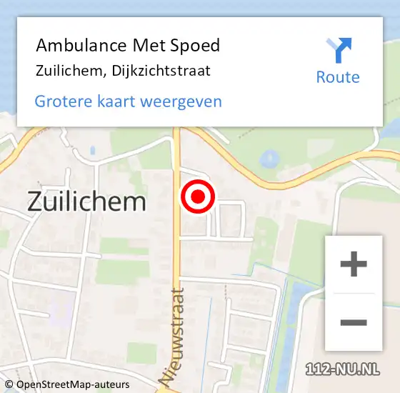 Locatie op kaart van de 112 melding: Ambulance Met Spoed Naar Zuilichem, Dijkzichtstraat op 11 juli 2022 19:59