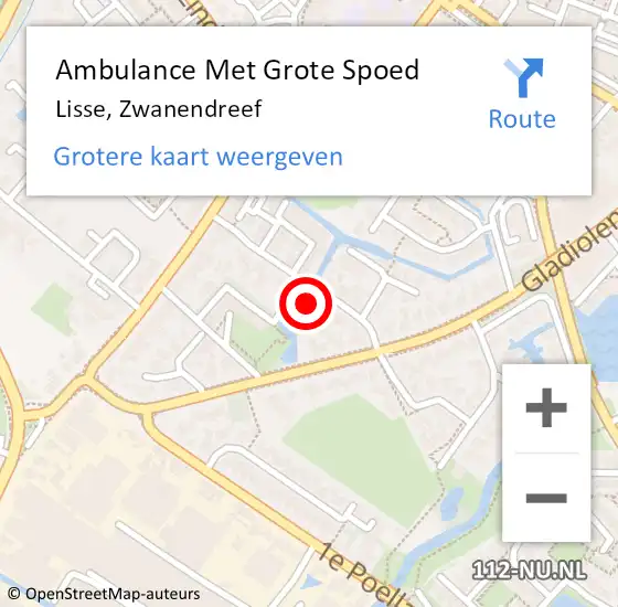 Locatie op kaart van de 112 melding: Ambulance Met Grote Spoed Naar Lisse, Zwanendreef op 11 juli 2022 20:03