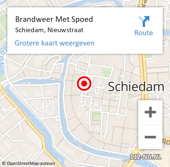 Locatie op kaart van de 112 melding: Brandweer Met Spoed Naar Schiedam, Nieuwstraat op 11 juli 2022 20:09