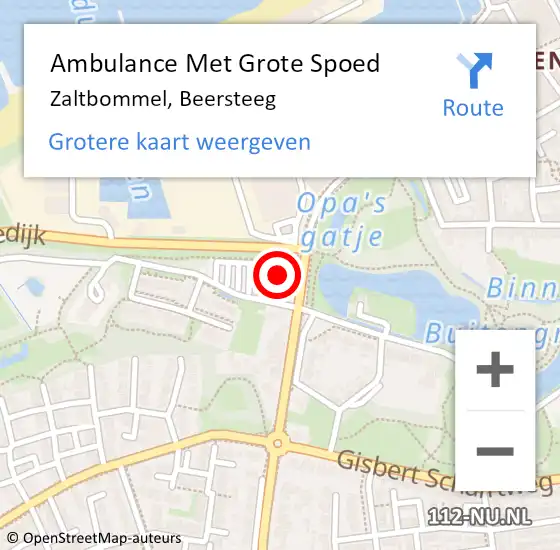 Locatie op kaart van de 112 melding: Ambulance Met Grote Spoed Naar Zaltbommel, Beersteeg op 11 juli 2022 20:18