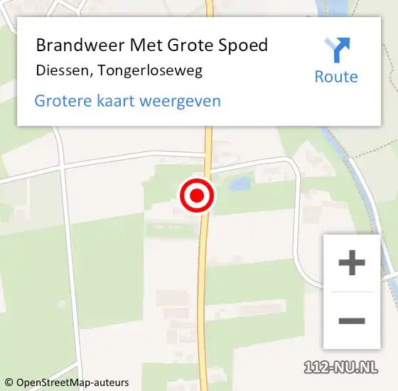 Locatie op kaart van de 112 melding: Brandweer Met Grote Spoed Naar Diessen, Tongerloseweg op 11 juli 2022 20:19