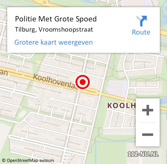 Locatie op kaart van de 112 melding: Politie Met Grote Spoed Naar Tilburg, Vroomshoopstraat op 11 juli 2022 20:20