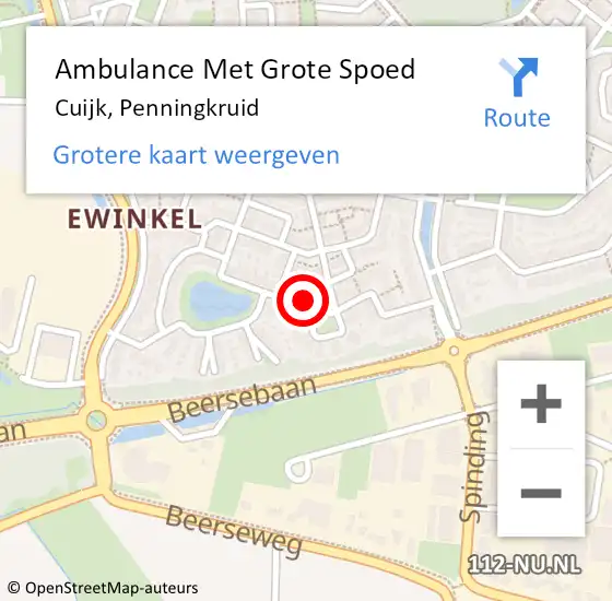 Locatie op kaart van de 112 melding: Ambulance Met Grote Spoed Naar Cuijk, Penningkruid op 11 juli 2022 20:21