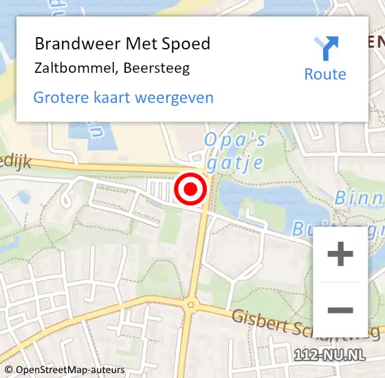 Locatie op kaart van de 112 melding: Brandweer Met Spoed Naar Zaltbommel, Beersteeg op 11 juli 2022 20:22