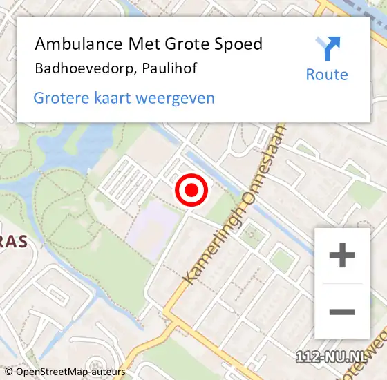 Locatie op kaart van de 112 melding: Ambulance Met Grote Spoed Naar Badhoevedorp, Paulihof op 11 juli 2022 20:31