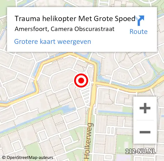 Locatie op kaart van de 112 melding: Trauma helikopter Met Grote Spoed Naar Amersfoort, Camera Obscurastraat op 11 juli 2022 20:44