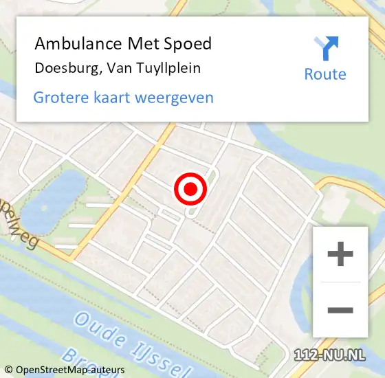 Locatie op kaart van de 112 melding: Ambulance Met Spoed Naar Doesburg, Van Tuyllplein op 11 juli 2022 20:48