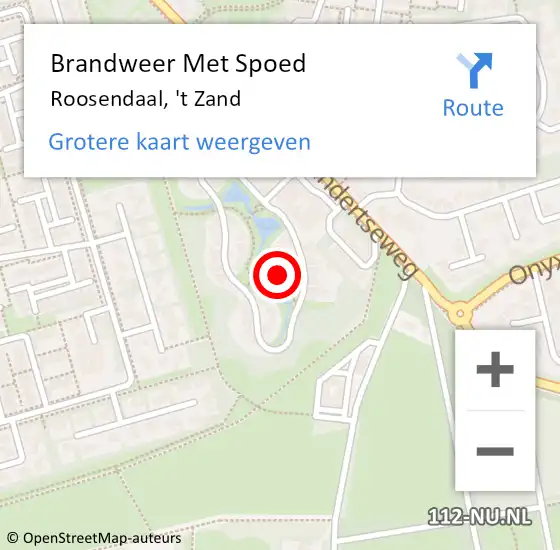 Locatie op kaart van de 112 melding: Brandweer Met Spoed Naar Roosendaal, 't Zand op 11 juli 2022 20:54