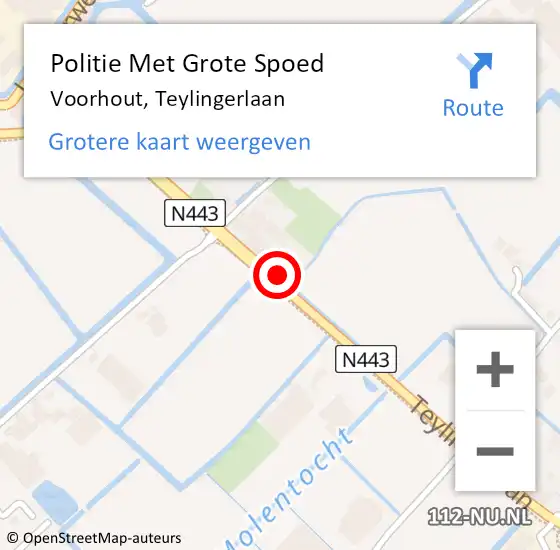 Locatie op kaart van de 112 melding: Politie Met Grote Spoed Naar Voorhout, Teylingerlaan op 11 juli 2022 20:58