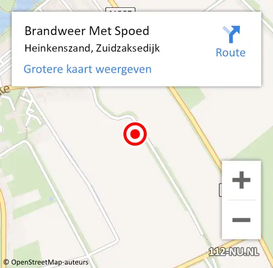 Locatie op kaart van de 112 melding: Brandweer Met Spoed Naar Heinkenszand, Zuidzaksedijk op 11 juli 2022 21:10